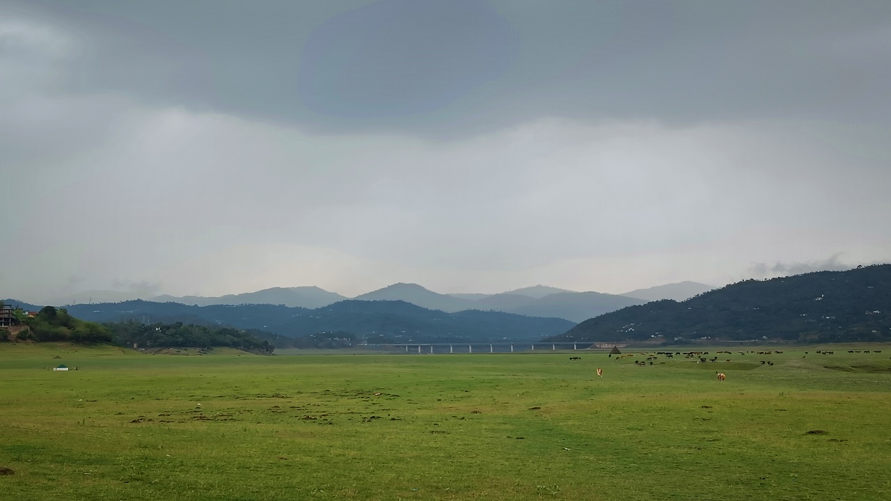 Manali Kiratpur Four Lane Bridge view from Luhnu Ground Bilaspur