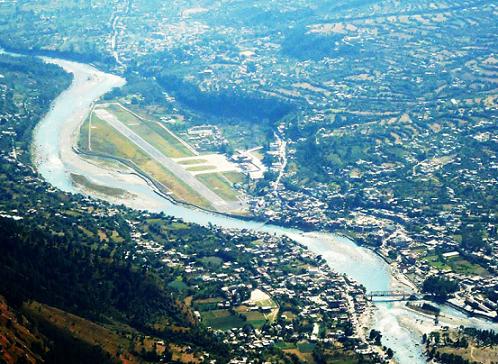 AERIAL VIEW OF BHUNTER AIRSTRIP AND BEAS RIVER NEAR KULLU