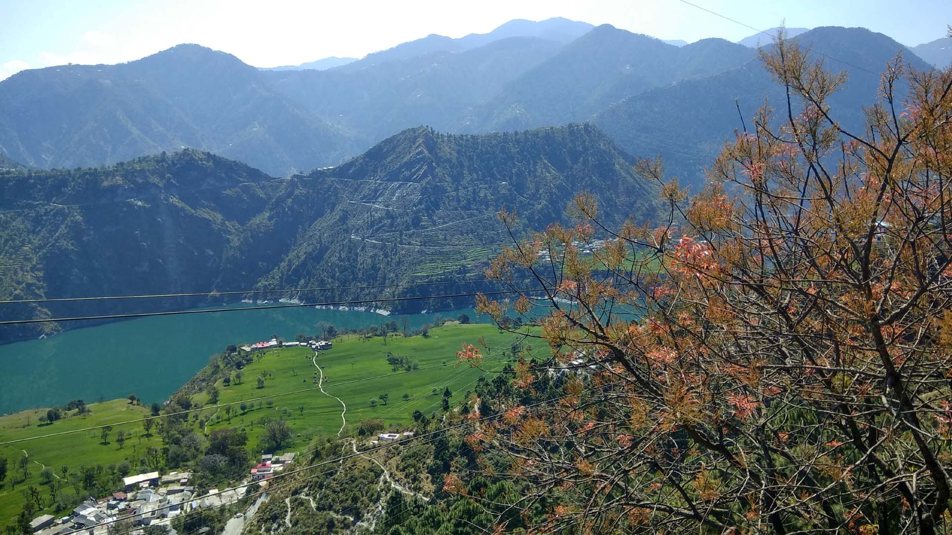 Landscape of Chamera Reservoir from Bhalei Mata temple