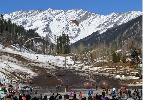 VIEW OF SOLANG NALAH NEAR MANALI DURING START OF WINTER