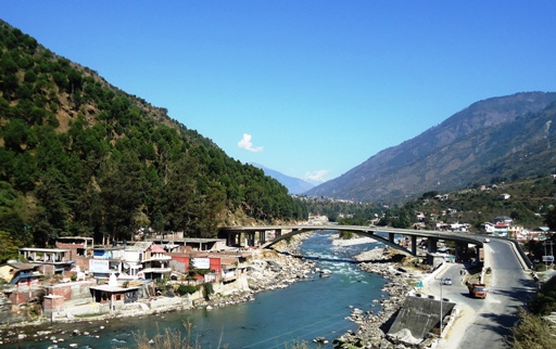 VIEW OF BRIDGE NEAR KULLU OVER BEAS RIVER